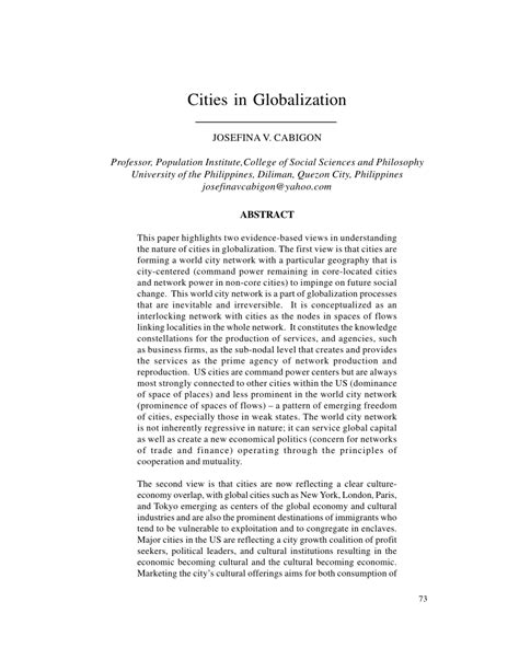 (PDF) Cities and Globalization .